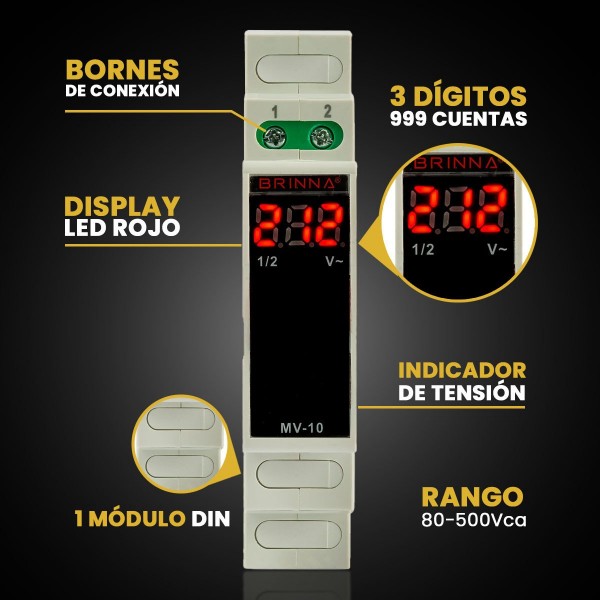 VOLTIMETRO RIEL DIN MONOFASICO BRINNA