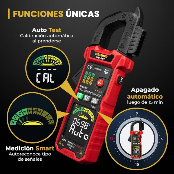 PINZA AMPEROMETRICA AC-DC HB-205 CON...
