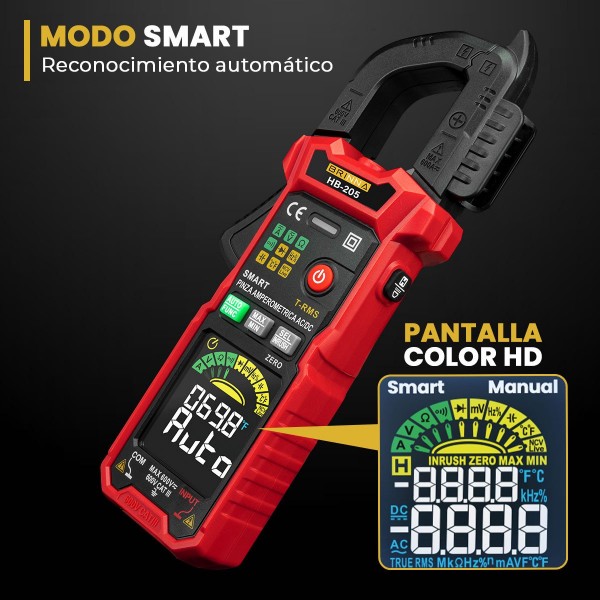 PINZA AMPEROMETRICA AC-DC HB-205 CON...