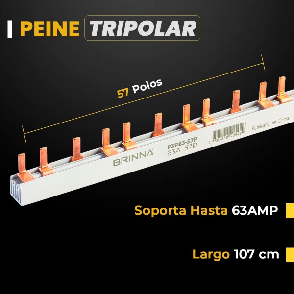 PEINE TRIPOLAR 63A X METRO 57 POLOS...