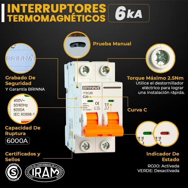 TERMICA BIPOLAR 40A 6KA BRINNA