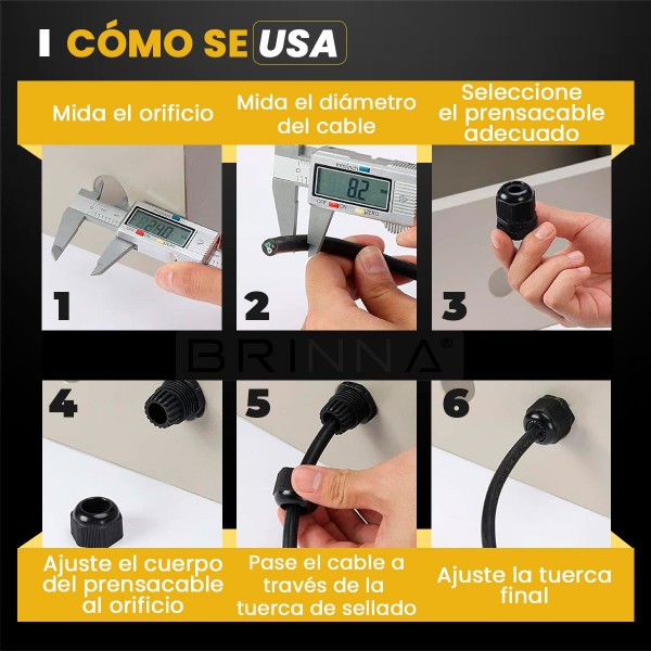 PRENSACABLE PG-11 NEGRO 5 A 10 MM BRINNA