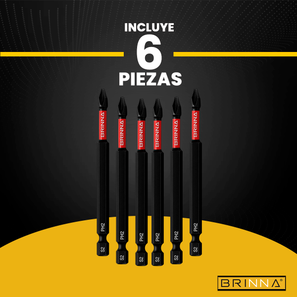 PUNTAS ALTO IMPACTO PH2 100MM X6 BRINNA