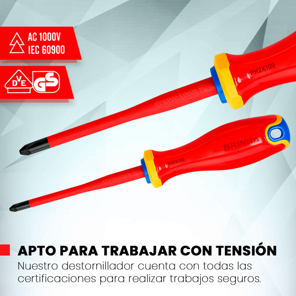 DESTORNILLADOR AISLADO 1000V PH1 BRINNA