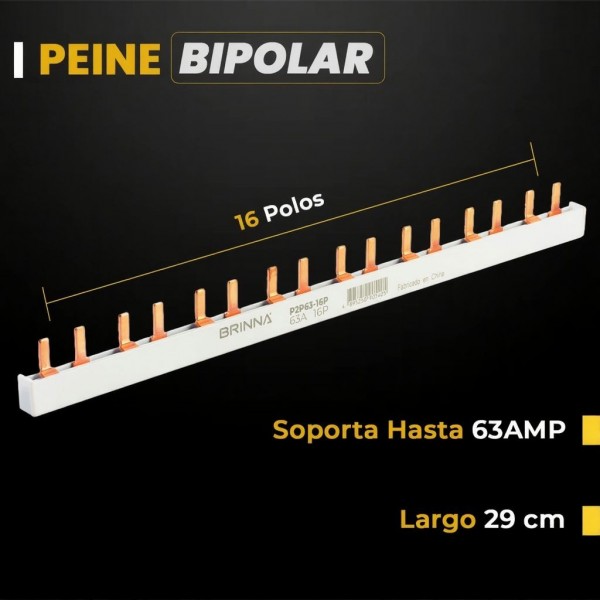PEINE BIPOLAR 63A 16 POLOS BRINNA