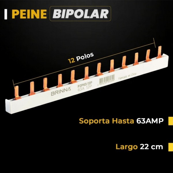 PEINE BIPOLAR 63A 12 POLOS BRINNA