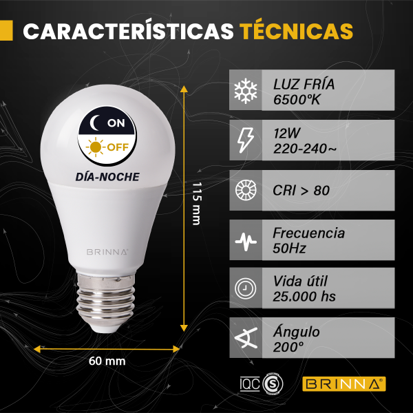LAMPARA LED SENSOR DÍA NOCHE BRINNA...