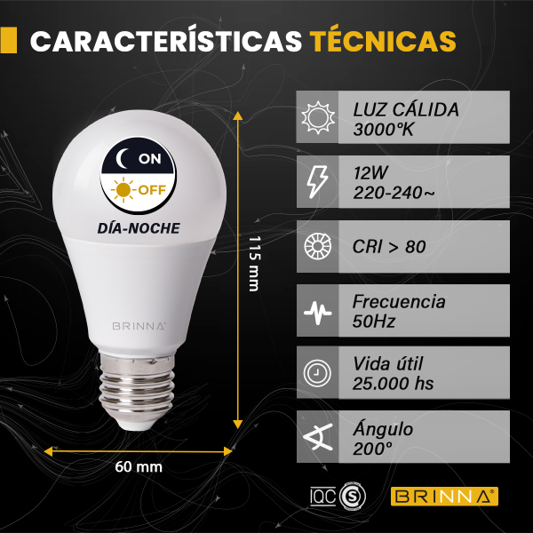 LAMPARA LED SENSOR DÍA NOCHE BRINNA...