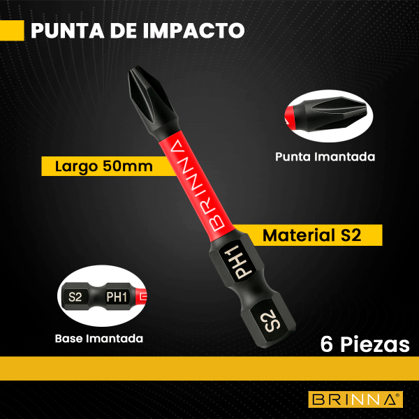 PUNTAS ALTO IMPACTO PH1 50MM X6 BRINNA