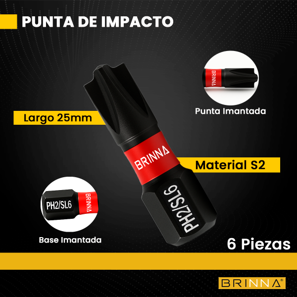 PUNTAS ALTO IMPACTO PH+PL 25MM X6 BRINNA