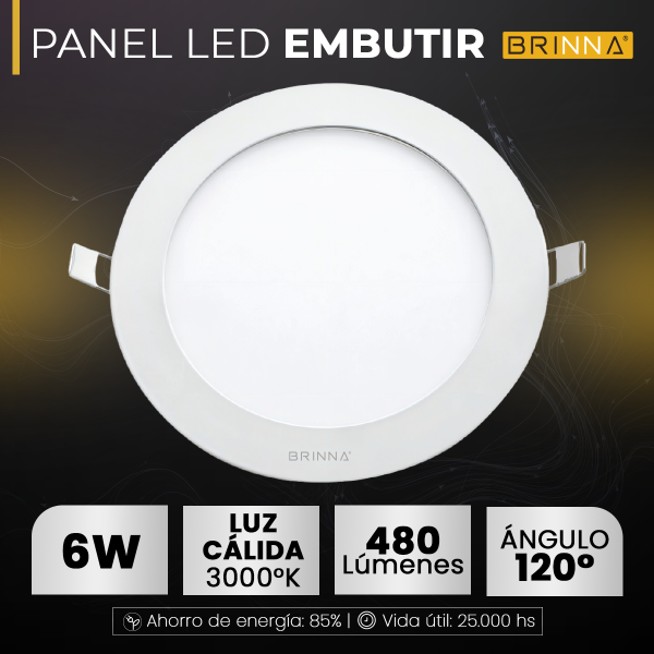 PANEL LED REDONDO EMBUTIR 6W CALIDO...