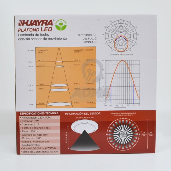 LUMINARIA LED DE TECHO 16W CIRCULAR...