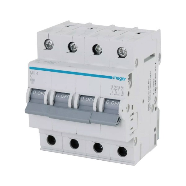 TERMICA TETRAPOLAR 20A 6KA CURVA C HAGER